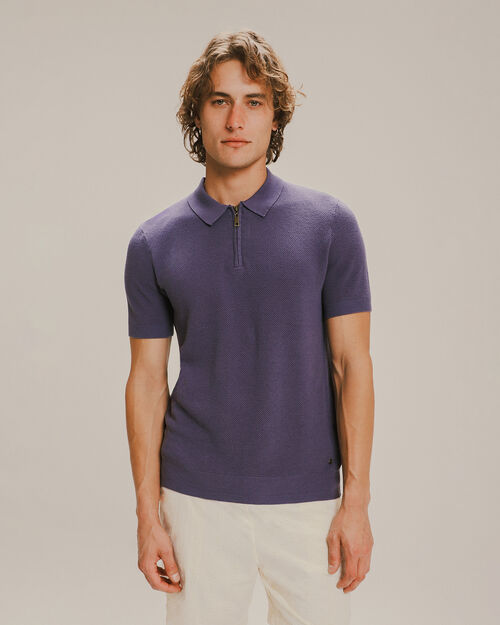 Polo Azul Slim Textura